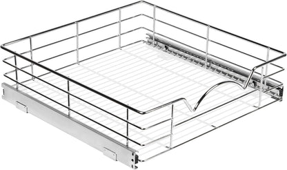 Pull Out Cabinet Organizer, Pantry Drawer, 30"W x 21"D x 5"H | Heavy-Duty Full-Extension, Roll Out Shelf for Pots, Pans & Under Sink Storage, Chrome, Require a 30.25"W Cabinet Opening