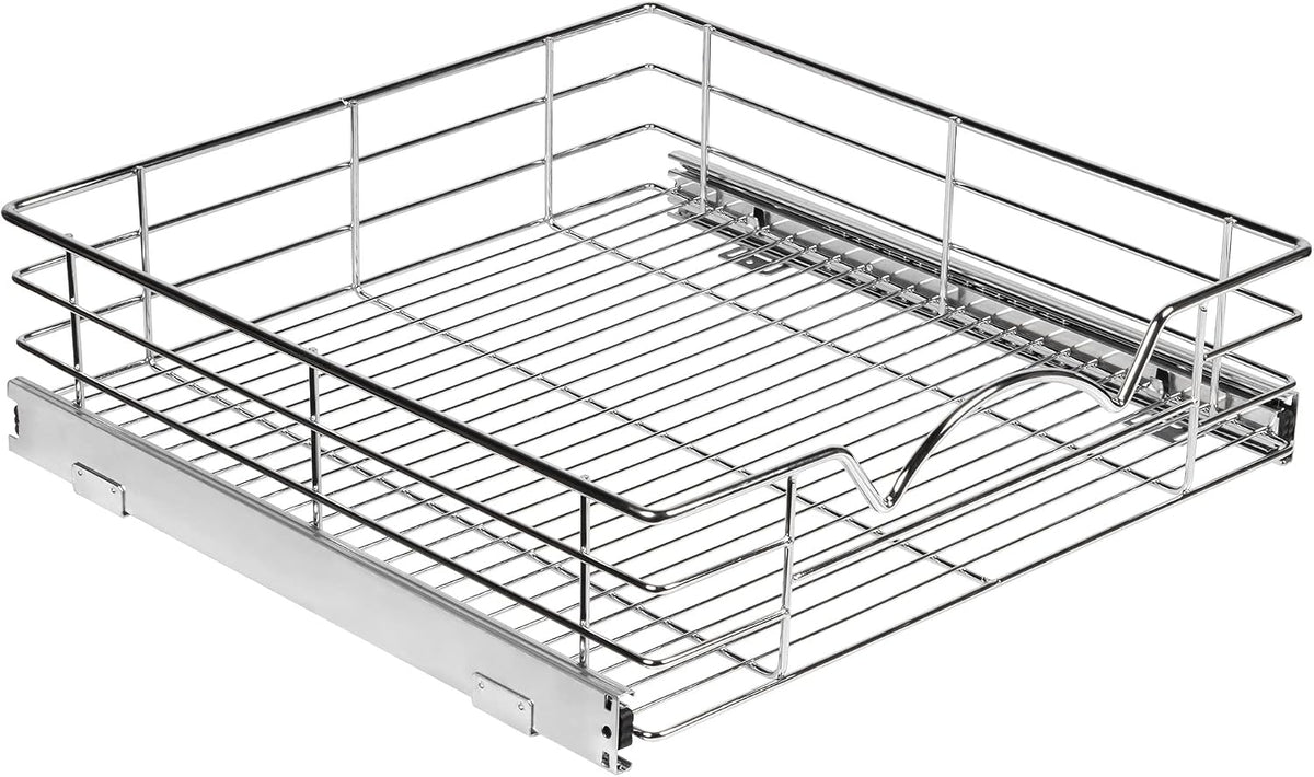 Pull Out Cabinet Organizer, Pantry Drawer, 30"W x 21"D x 5"H | Heavy-Duty Full-Extension, Roll Out Shelf for Pots, Pans & Under Sink Storage, Chrome, Require a 30.25"W Cabinet Opening