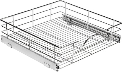 Pull Out Cabinet Organizer, Pantry Drawer, 30"W x 21"D x 5"H | Heavy-Duty Full-Extension, Roll Out Shelf for Pots, Pans & Under Sink Storage, Chrome, Require a 30.25"W Cabinet Opening
