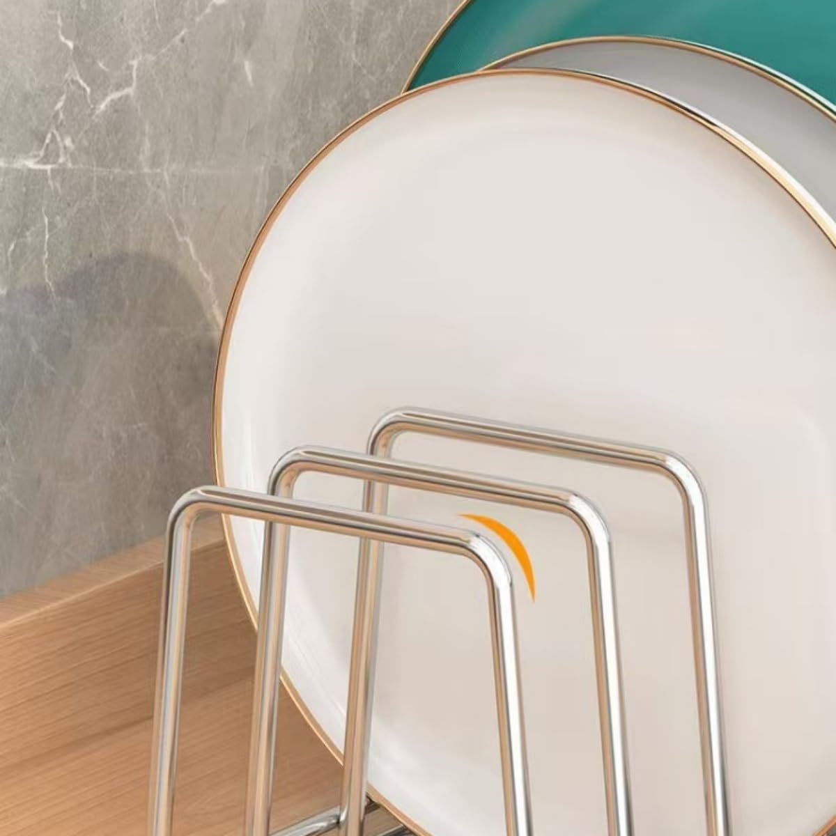 Dish Rack Plates Holder 2 Pack set, Plate organizer for cabinet space saver, Pan lid organizer, Kitchen Storage Cabinet Organizer for Plates/bowls/cups/lids/cutting boards/spatulas