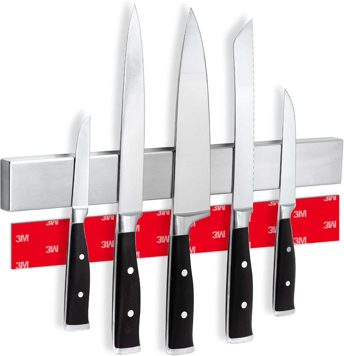 for Wall 16" - No Drilling incl. Self Adhesive Tape - Extra strong Magnet - Awarded Strip - Made of Stainless Steel