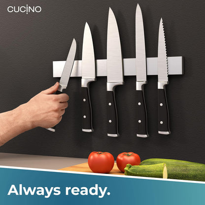 for Wall 16" - No Drilling incl. Self Adhesive Tape - Extra strong Magnet - Awarded Strip - Made of Stainless Steel