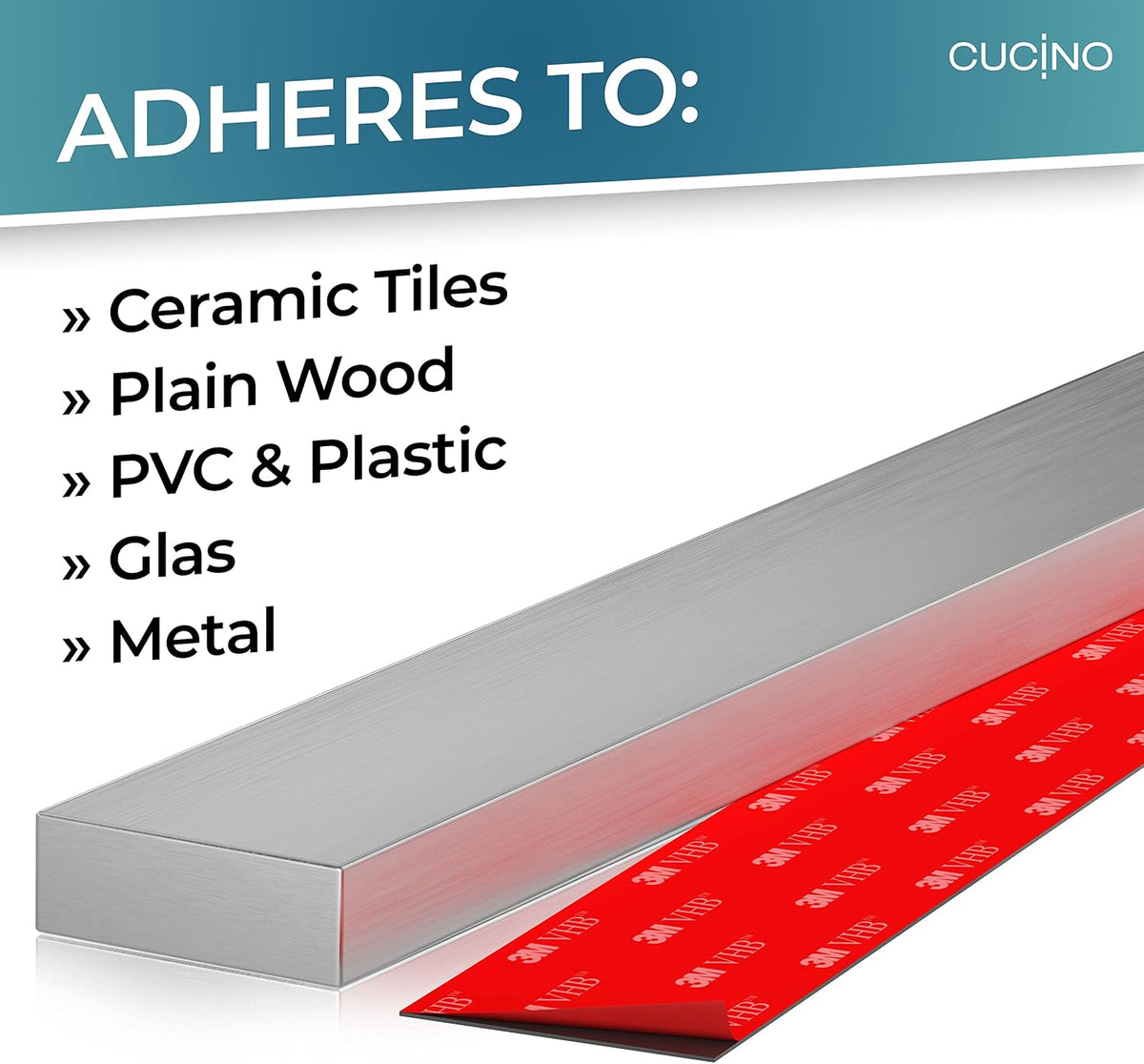 for Wall 16" - No Drilling incl. Self Adhesive Tape - Extra strong Magnet - Awarded Strip - Made of Stainless Steel