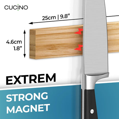 for Wall 16" - No Drilling incl. Self Adhesive Tape - Extra strong Magnet - Awarded Strip - Made of Stainless Steel
