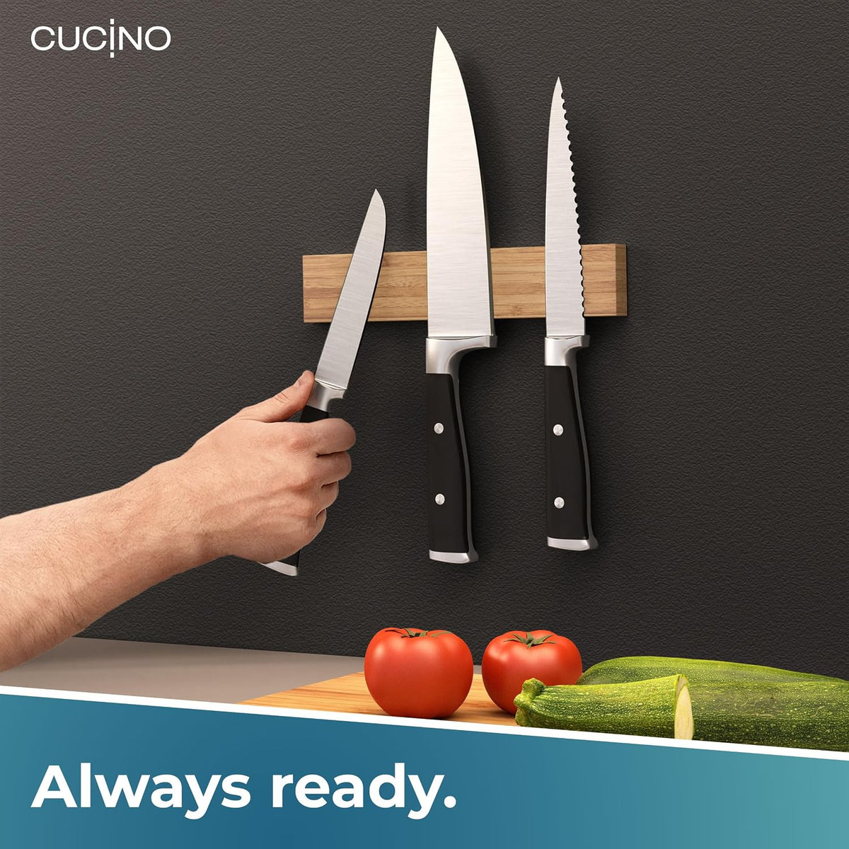 for Wall 16" - No Drilling incl. Self Adhesive Tape - Extra strong Magnet - Awarded Strip - Made of Stainless Steel