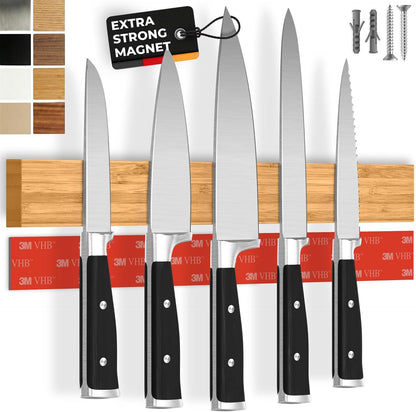 for Wall 16" - No Drilling incl. Self Adhesive Tape - Extra strong Magnet - Awarded Strip - Made of Stainless Steel