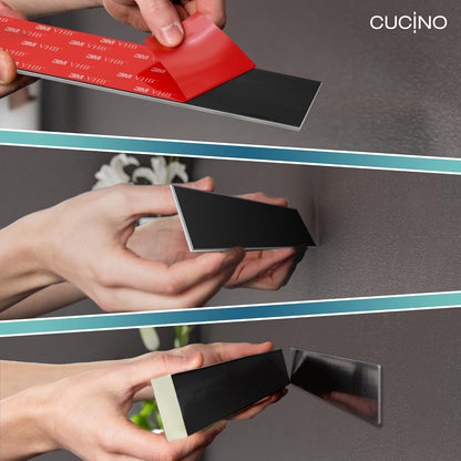 for Wall 16" - No Drilling incl. Self Adhesive Tape - Extra strong Magnet - Awarded Strip - Made of Stainless Steel