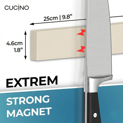 for Wall 16" - No Drilling incl. Self Adhesive Tape - Extra strong Magnet - Awarded Strip - Made of Stainless Steel