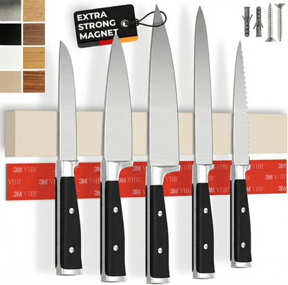 for Wall 16" - No Drilling incl. Self Adhesive Tape - Extra strong Magnet - Awarded Strip - Made of Stainless Steel