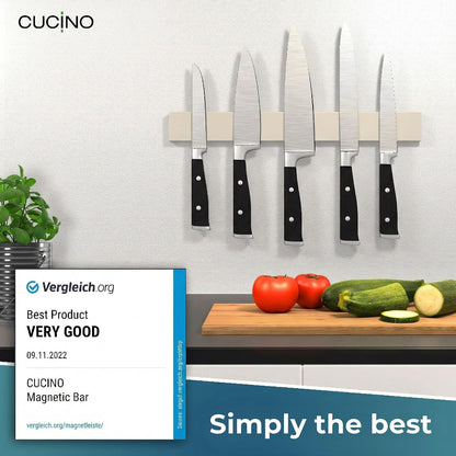 for Wall 16" - No Drilling incl. Self Adhesive Tape - Extra strong Magnet - Awarded Strip - Made of Stainless Steel