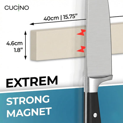 for Wall 16" - No Drilling incl. Self Adhesive Tape - Extra strong Magnet - Awarded Strip - Made of Stainless Steel