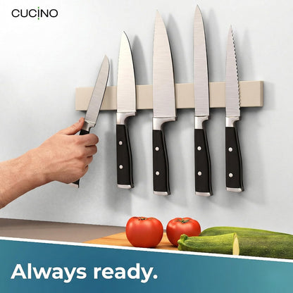 for Wall 16" - No Drilling incl. Self Adhesive Tape - Extra strong Magnet - Awarded Strip - Made of Stainless Steel
