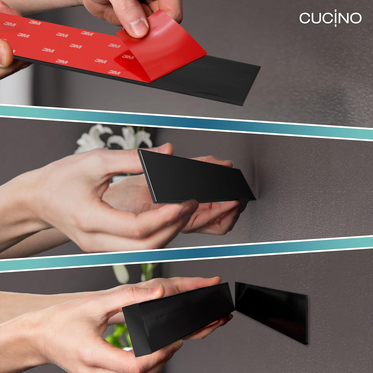 for Wall 16" - No Drilling incl. Self Adhesive Tape - Extra strong Magnet - Awarded Strip - Made of Stainless Steel