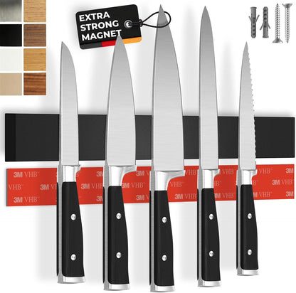 for Wall 16" - No Drilling incl. Self Adhesive Tape - Extra strong Magnet - Awarded Strip - Made of Stainless Steel