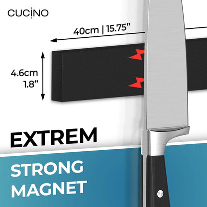for Wall 16" - No Drilling incl. Self Adhesive Tape - Extra strong Magnet - Awarded Strip - Made of Stainless Steel