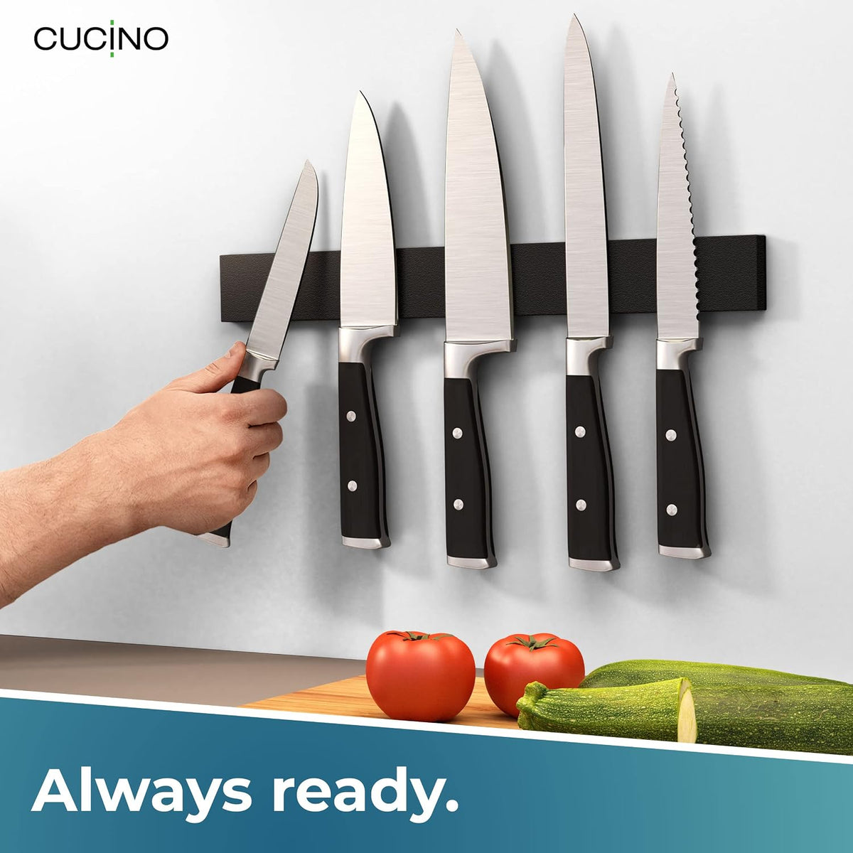 for Wall 16" - No Drilling incl. Self Adhesive Tape - Extra strong Magnet - Awarded Strip - Made of Stainless Steel