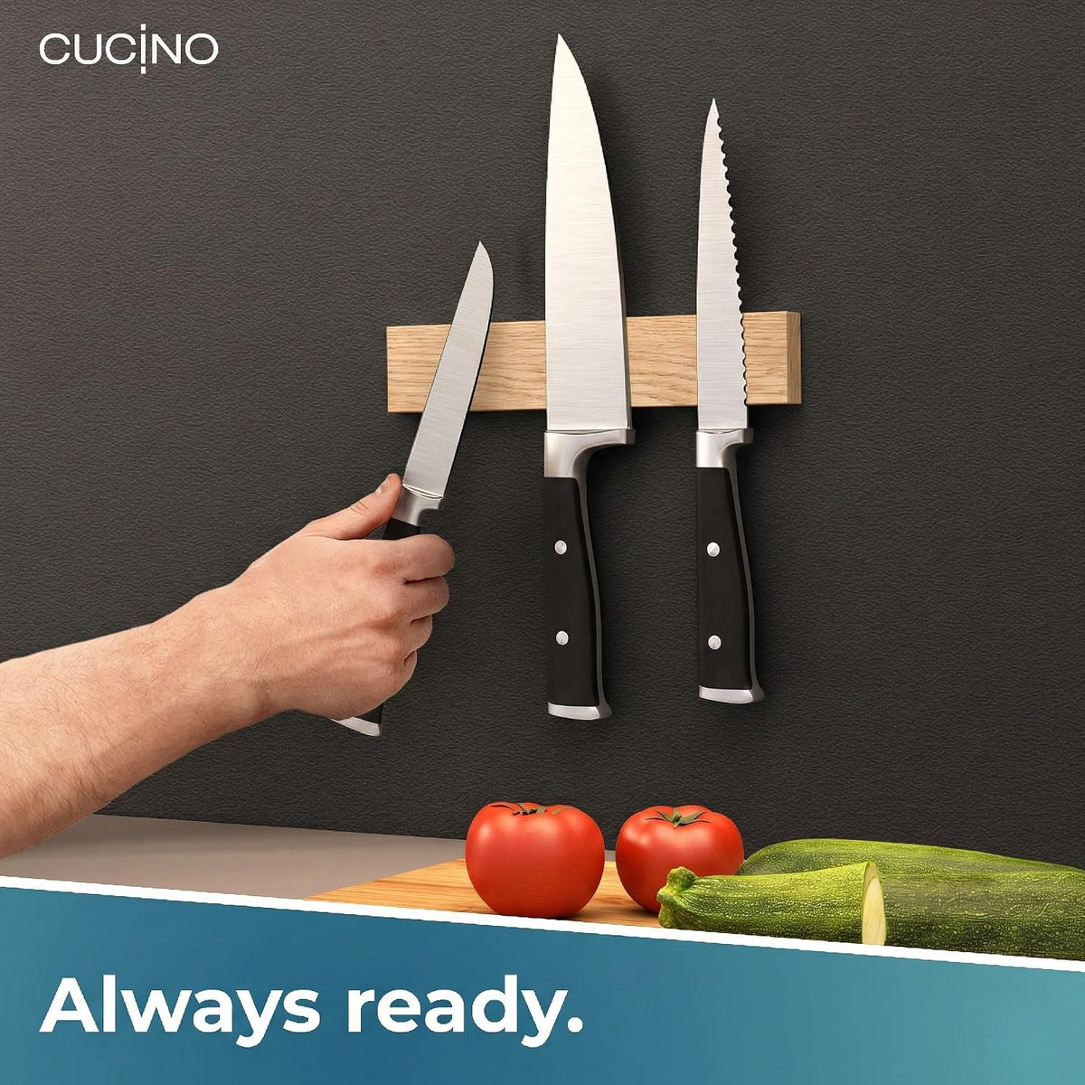 for Wall 16" - No Drilling incl. Self Adhesive Tape - Extra strong Magnet - Awarded Strip - Made of Stainless Steel
