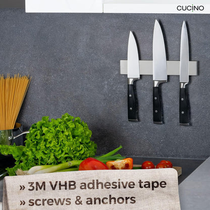 for Wall 16" - No Drilling incl. Self Adhesive Tape - Extra strong Magnet - Awarded Strip - Made of Stainless Steel