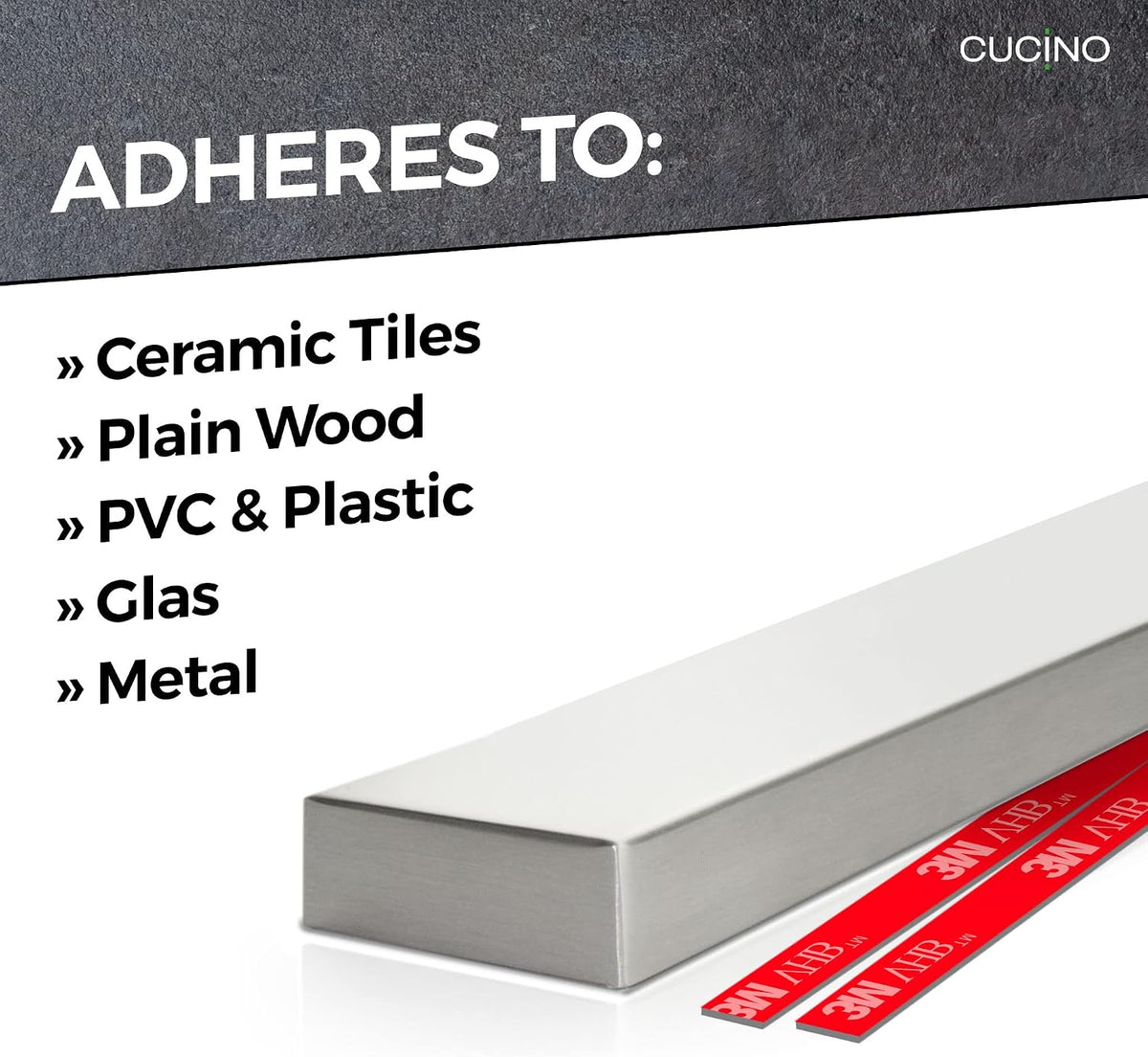 for Wall 16" - No Drilling incl. Self Adhesive Tape - Extra strong Magnet - Awarded Strip - Made of Stainless Steel