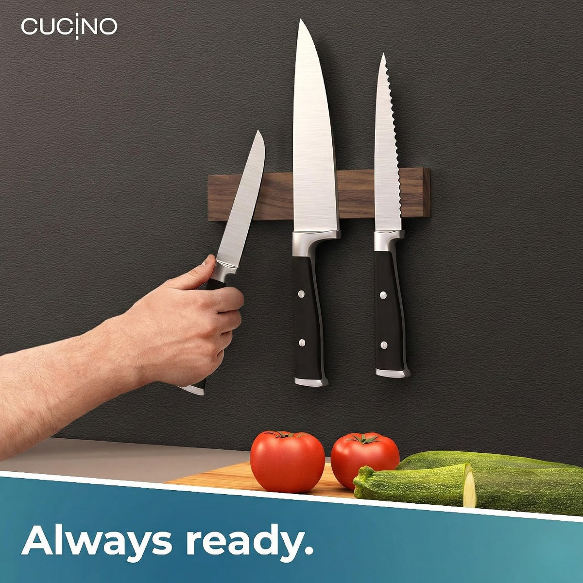 for Wall 16" - No Drilling incl. Self Adhesive Tape - Extra strong Magnet - Awarded Strip - Made of Stainless Steel