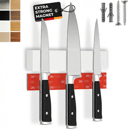 for Wall 16" - No Drilling incl. Self Adhesive Tape - Extra strong Magnet - Awarded Strip - Made of Stainless Steel