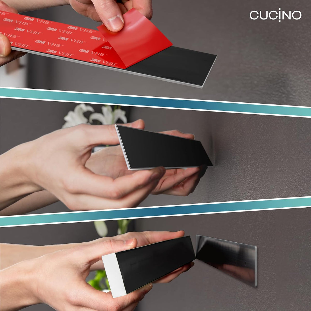 for Wall 16" - No Drilling incl. Self Adhesive Tape - Extra strong Magnet - Awarded Strip - Made of Stainless Steel