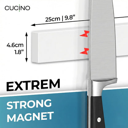 for Wall 16" - No Drilling incl. Self Adhesive Tape - Extra strong Magnet - Awarded Strip - Made of Stainless Steel