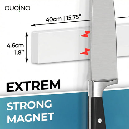 for Wall 16" - No Drilling incl. Self Adhesive Tape - Extra strong Magnet - Awarded Strip - Made of Stainless Steel