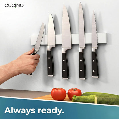 for Wall 16" - No Drilling incl. Self Adhesive Tape - Extra strong Magnet - Awarded Strip - Made of Stainless Steel
