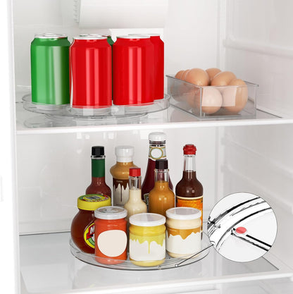 Lazy Susan Organizer Turntable, Clear 9 Inch Rotating Organizer Tray for Cabinet Table Top, Round Non-Skid Refrigerator Lazy Susan, Kitchen Storage for Pantry Countertop Bathroom, Spice Rack