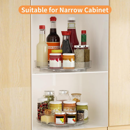 Lazy Susan Organizer Turntable, Clear 9 Inch Rotating Organizer Tray for Cabinet Table Top, Round Non-Skid Refrigerator Lazy Susan, Kitchen Storage for Pantry Countertop Bathroom, Spice Rack