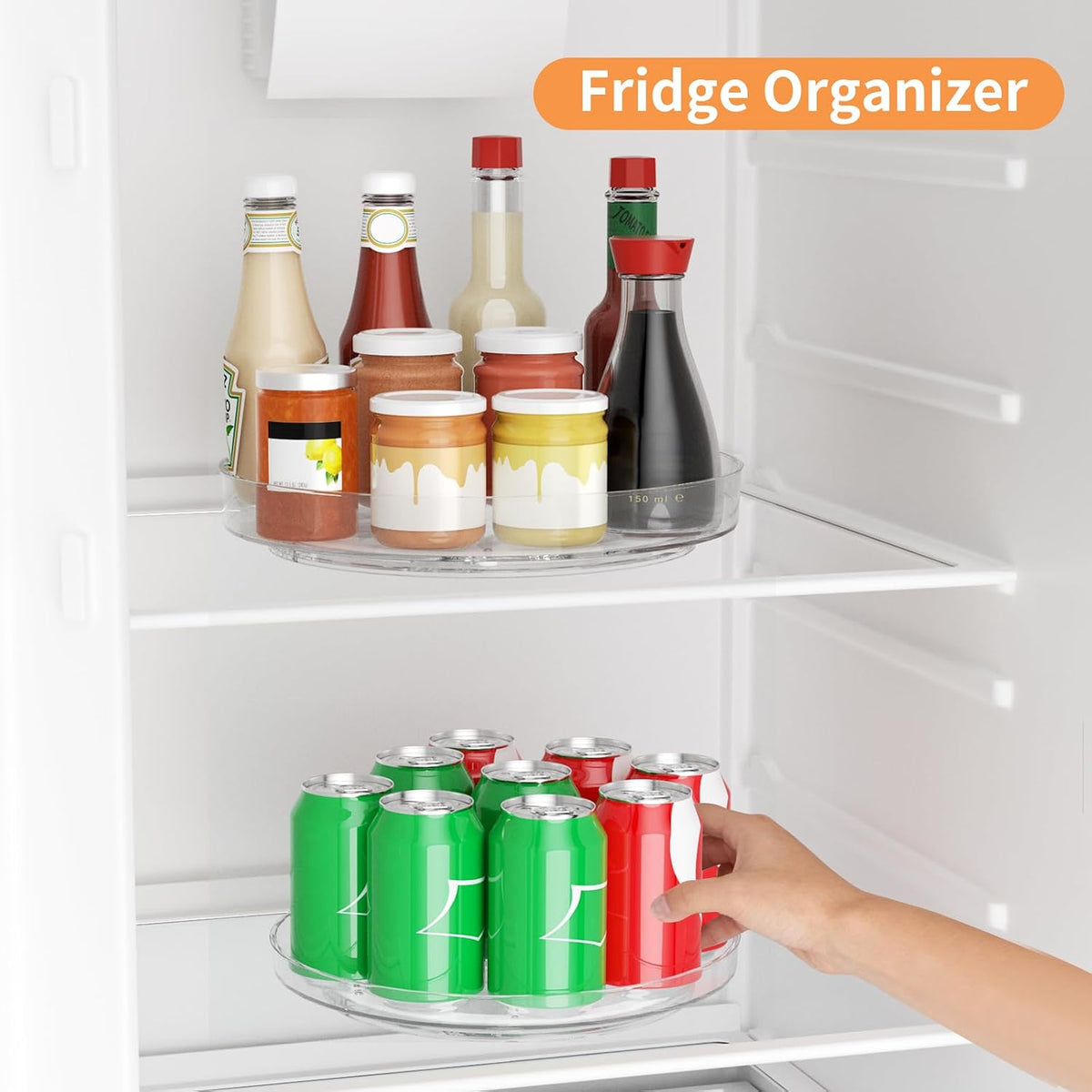Lazy Susan Organizer Turntable, Clear 9 Inch Rotating Organizer Tray for Cabinet Table Top, Round Non-Skid Refrigerator Lazy Susan, Kitchen Storage for Pantry Countertop Bathroom, Spice Rack
