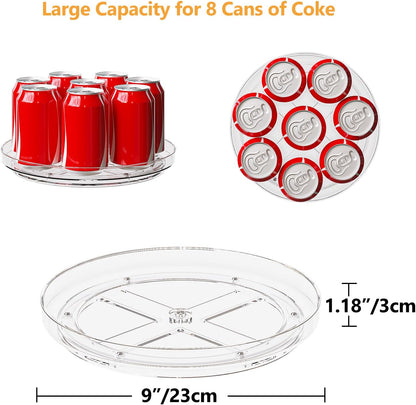 Lazy Susan Organizer Turntable, Clear 9 Inch Rotating Organizer Tray for Cabinet Table Top, Round Non-Skid Refrigerator Lazy Susan, Kitchen Storage for Pantry Countertop Bathroom, Spice Rack