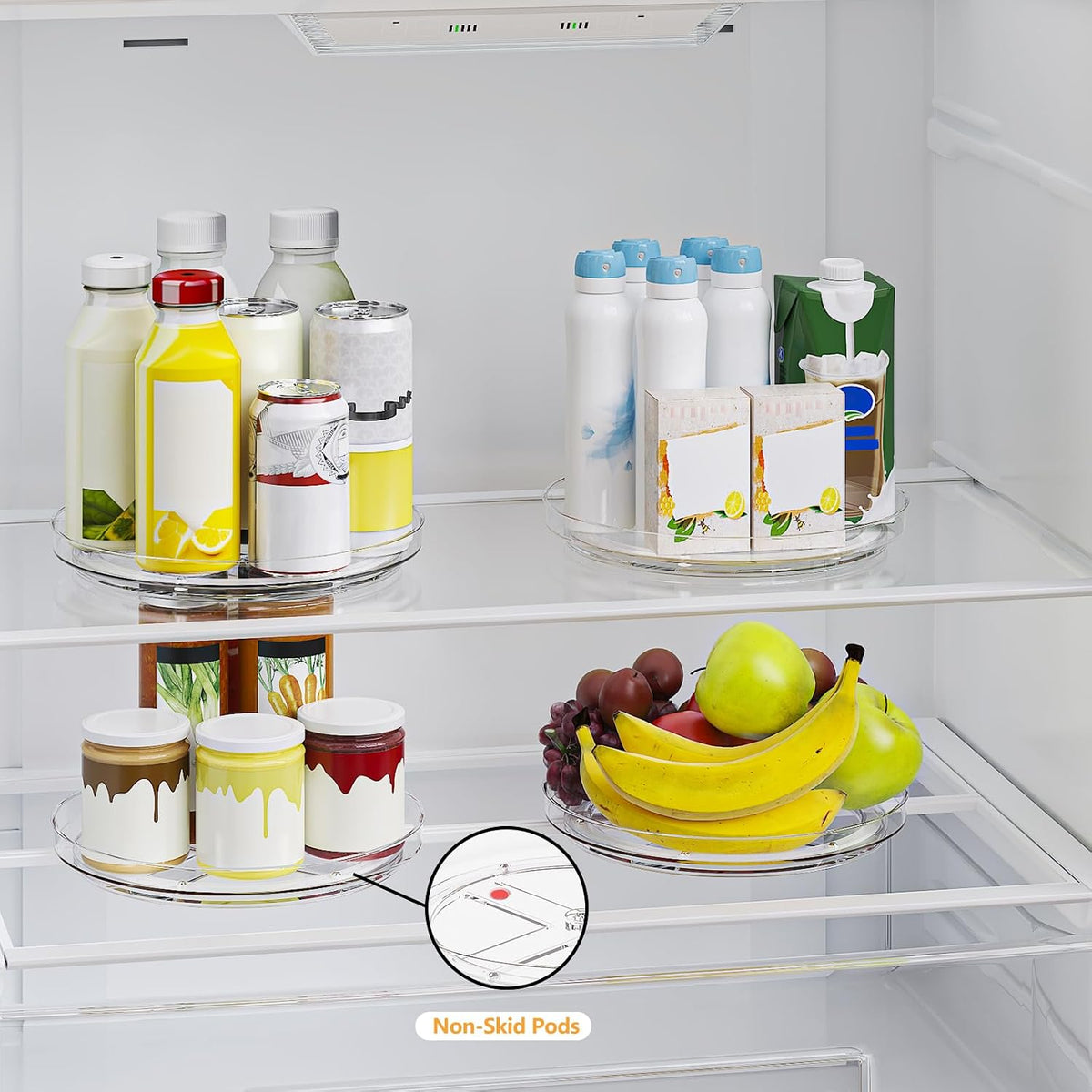 Lazy Susan Organizer Turntable, Clear 9 Inch Rotating Organizer Tray for Cabinet Table Top, Round Non-Skid Refrigerator Lazy Susan, Kitchen Storage for Pantry Countertop Bathroom, Spice Rack