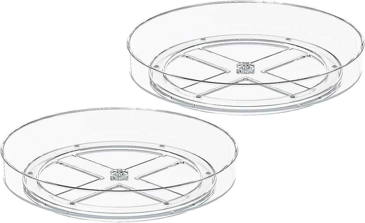 Lazy Susan Organizer Turntable, Clear 9 Inch Rotating Organizer Tray for Cabinet Table Top, Round Non-Skid Refrigerator Lazy Susan, Kitchen Storage for Pantry Countertop Bathroom, Spice Rack