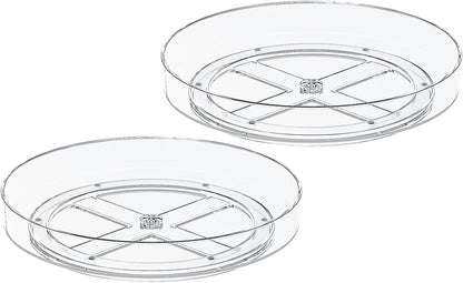 Lazy Susan Organizer Turntable, Clear 9 Inch Rotating Organizer Tray for Cabinet Table Top, Round Non-Skid Refrigerator Lazy Susan, Kitchen Storage for Pantry Countertop Bathroom, Spice Rack