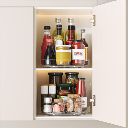 Lazy Susan Organizer Turntable, Clear 9 Inch Rotating Organizer Tray for Cabinet Table Top, Round Non-Skid Refrigerator Lazy Susan, Kitchen Storage for Pantry Countertop Bathroom, Spice Rack