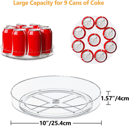 Lazy Susan Organizer Turntable, Clear 9 Inch Rotating Organizer Tray for Cabinet Table Top, Round Non-Skid Refrigerator Lazy Susan, Kitchen Storage for Pantry Countertop Bathroom, Spice Rack