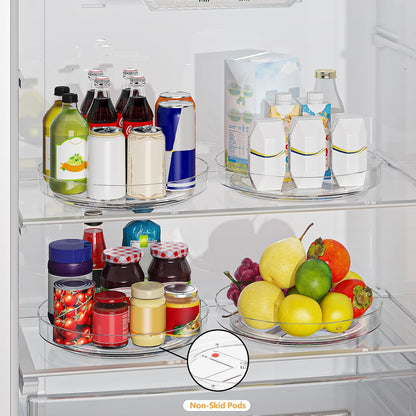 Lazy Susan Organizer Turntable, Clear 9 Inch Rotating Organizer Tray for Cabinet Table Top, Round Non-Skid Refrigerator Lazy Susan, Kitchen Storage for Pantry Countertop Bathroom, Spice Rack