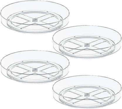 Lazy Susan Organizer Turntable, Clear 9 Inch Rotating Organizer Tray for Cabinet Table Top, Round Non-Skid Refrigerator Lazy Susan, Kitchen Storage for Pantry Countertop Bathroom, Spice Rack