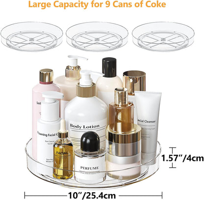 Lazy Susan Organizer Turntable, Clear 9 Inch Rotating Organizer Tray for Cabinet Table Top, Round Non-Skid Refrigerator Lazy Susan, Kitchen Storage for Pantry Countertop Bathroom, Spice Rack
