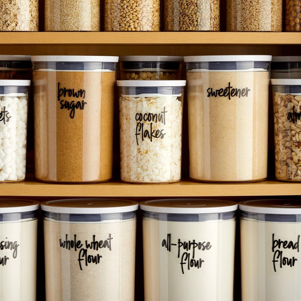 Pantry Labels for Food Containers - 157-Piece, Black Script Vinyl - Jar & Bin Labels & Food Storage Organization Stickers