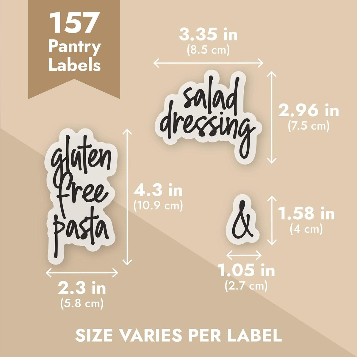 Pantry Labels for Food Containers - 157-Piece, Black Script Vinyl - Jar & Bin Labels & Food Storage Organization Stickers
