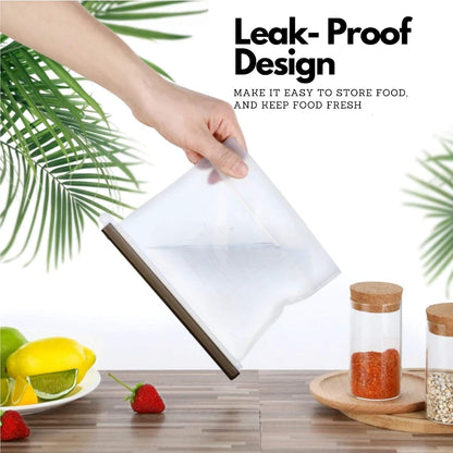 Performore Reusable Silicone Food Storage Bags 6 Pack | 9.5" x 8.5" x 2" | Leakproof, Freezer & Microwave Safe | Eco-Friendly, BPA-Free, Dishwasher Safe | Ideal for Meal Prep, Snacks, and Sous Vide