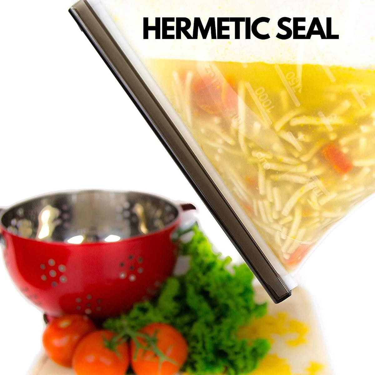 Performore Reusable Silicone Food Storage Bags 6 Pack | 9.5" x 8.5" x 2" | Leakproof, Freezer & Microwave Safe | Eco-Friendly, BPA-Free, Dishwasher Safe | Ideal for Meal Prep, Snacks, and Sous Vide