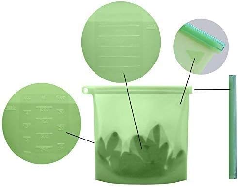 Performore Reusable Silicone Food Storage Bags 6 Pack | 9.5" x 8.5" x 2" | Leakproof, Freezer & Microwave Safe | Eco-Friendly, BPA-Free, Dishwasher Safe | Ideal for Meal Prep, Snacks, and Sous Vide