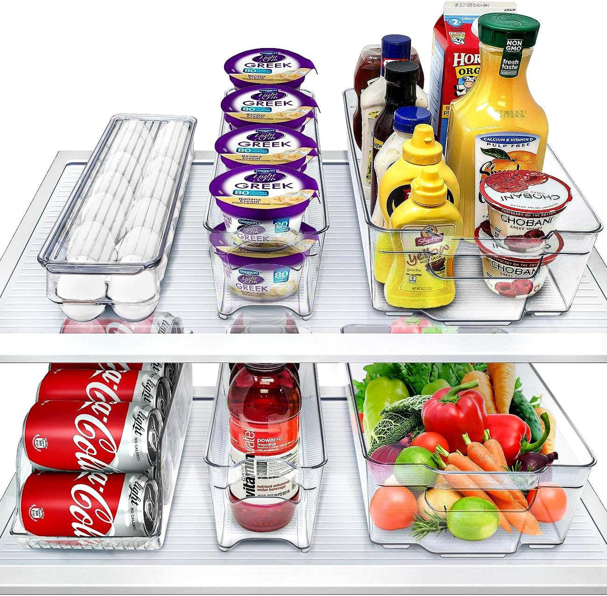 Fridge Bins and Freezer Bins Refrigerator Organizer Stackable Food Storage Containers BPA-Free Drawer Organizers for Refrigerator Freezer and Pantry