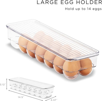 Fridge Bins and Freezer Bins Refrigerator Organizer Stackable Food Storage Containers BPA-Free Drawer Organizers for Refrigerator Freezer and Pantry