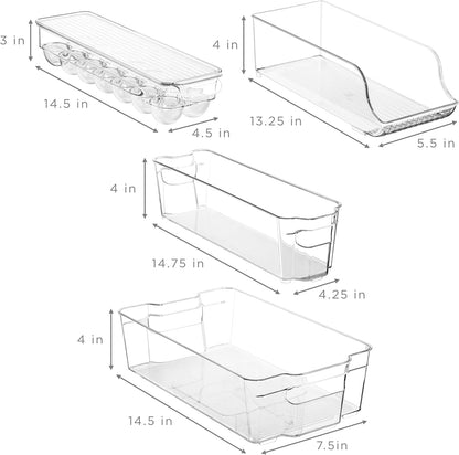 Fridge Bins and Freezer Bins Refrigerator Organizer Stackable Food Storage Containers BPA-Free Drawer Organizers for Refrigerator Freezer and Pantry