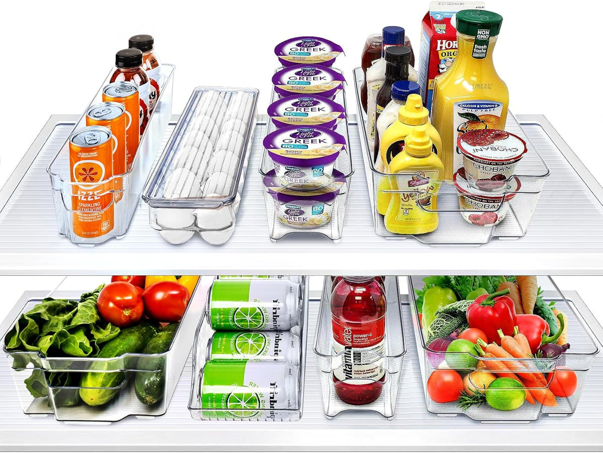 Fridge Bins and Freezer Bins Refrigerator Organizer Stackable Food Storage Containers BPA-Free Drawer Organizers for Refrigerator Freezer and Pantry